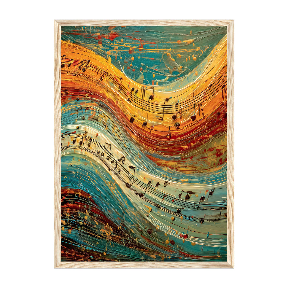 Abstract Music Print: Colorful Symphony Painting, Musical Notes