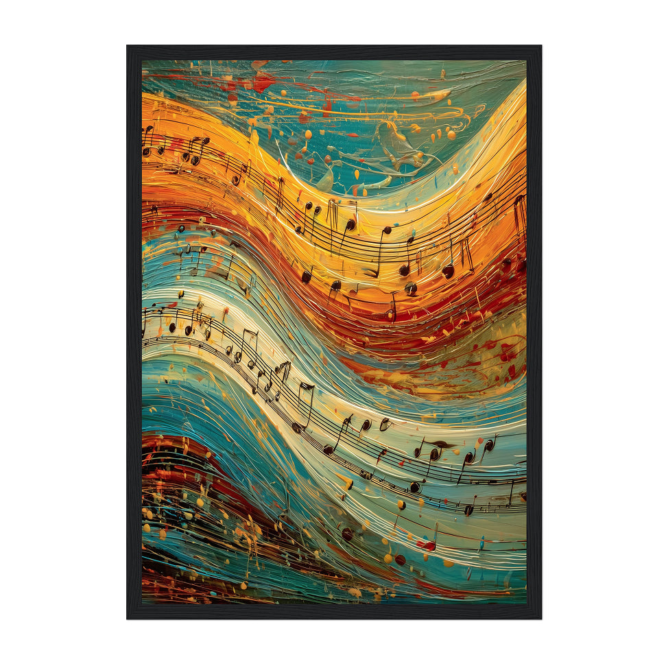 Abstract Music Print: Colorful Symphony Painting, Musical Notes