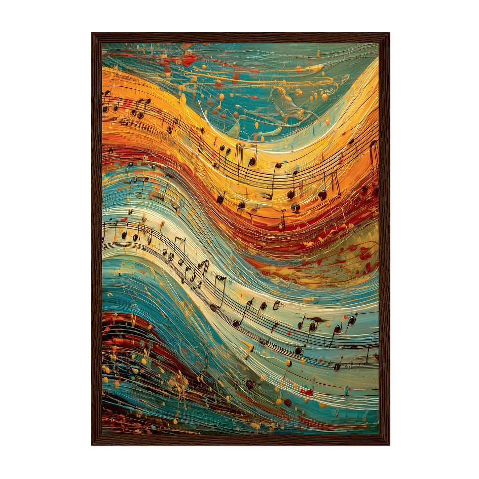 Abstract Music Print: Colorful Symphony Painting, Musical Notes