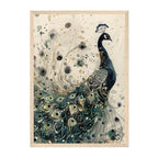 Art Nouveau Peacock Art Print: Emerald Teal Gold Botanical Wall Decor