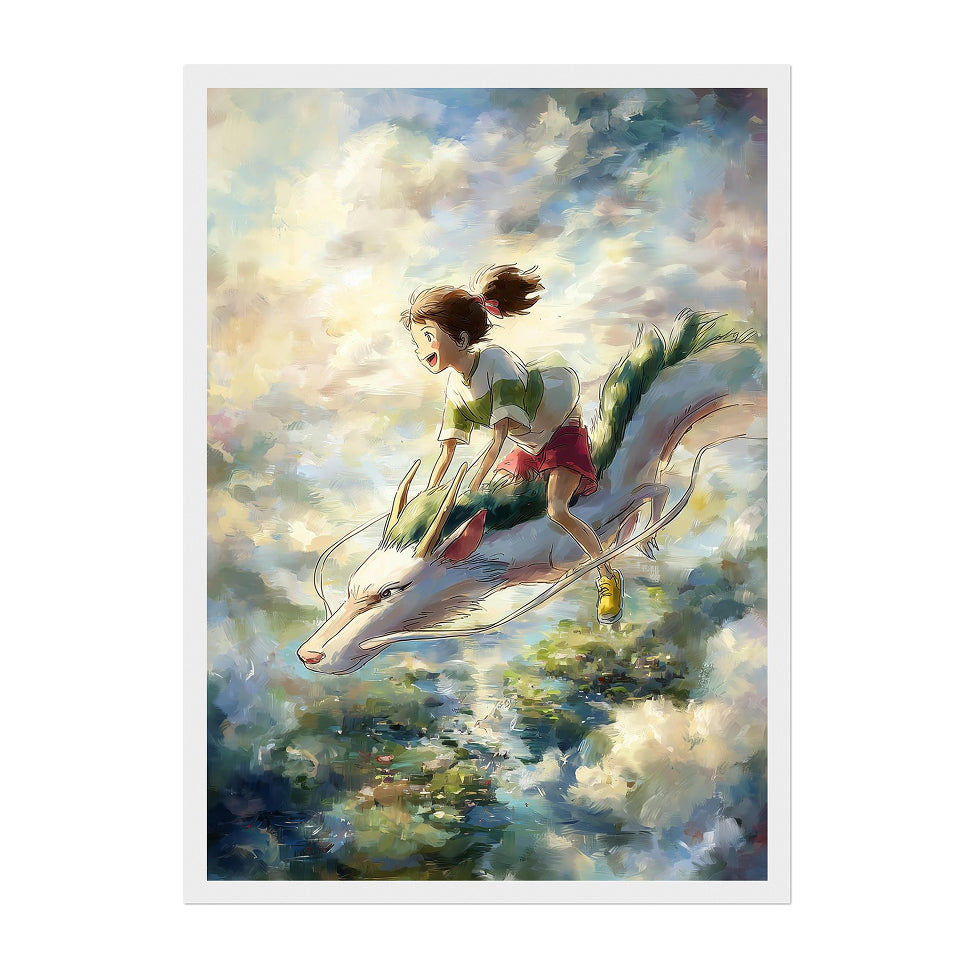 Spirited Away Anime Poster: Abstract Studio Ghibli Haku & Chihiro