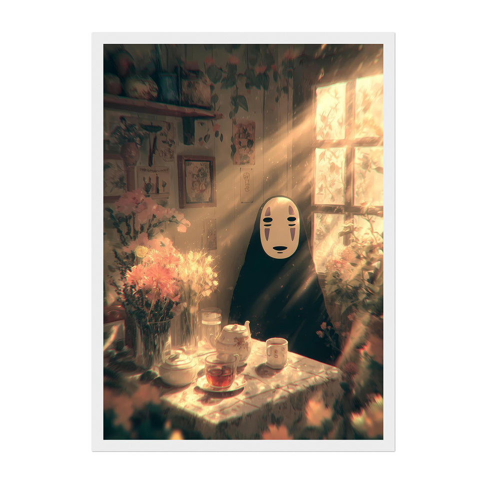 No-Face Studio Ghibli Cozy Tea Scene Art Print