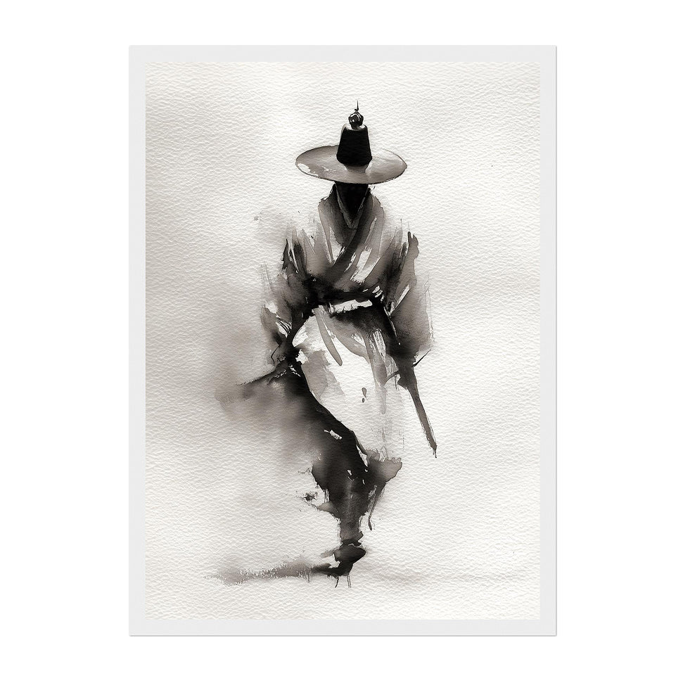 Korean Ink Wash Hanbok Art Print