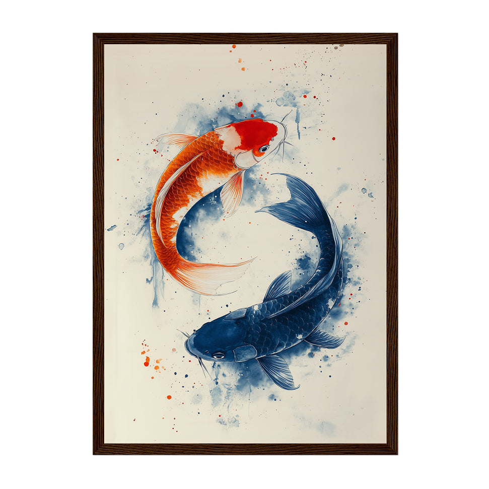 Yin Yang Koi Fish Art Print: Japanese Zen Decor, Meditation Gift