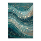 Abstract Musical Wave Art Print: Teal Flowing Notes Ocean Rhythm Scene