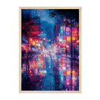 Korean Neon Street Art Print: Blue Pink Dreamy Night