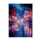 Korean Neon Street Art Print: Blue Pink Dreamy Night