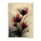 Moody Ink Botanical Art Print: Deep Red Noir Floral Study