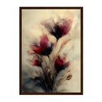 Moody Ink Botanical Art Print: Deep Red Noir Floral Study