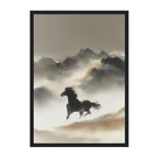 Minimalist Ink Wash Horse Art Print: Soft Neutrals Serene Wild Landscape