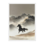 Minimalist Ink Wash Horse Art Print: Soft Neutrals Serene Wild Landscape