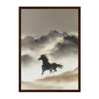 Minimalist Ink Wash Horse Art Print: Soft Neutrals Serene Wild Landscape