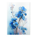 Artistic illustration of blue flowers on a light background