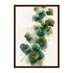 Botanical Watercolor Nasturtium Vine Art Print: Green Gold Calm Vertical Foliage