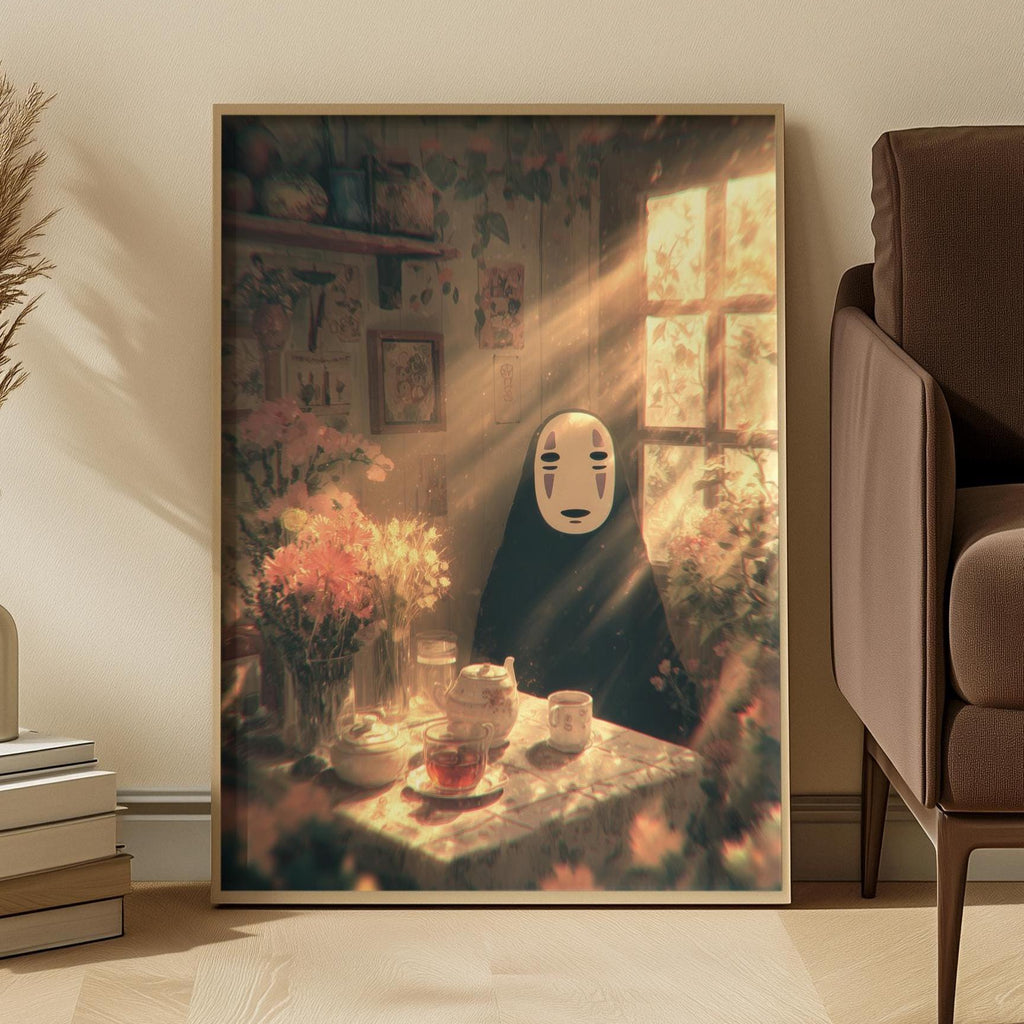 No-Face Studio Ghibli Cozy Tea Scene Art Print